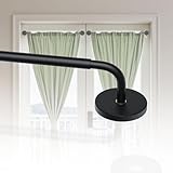 Rodzwin Magnetic Curtain Rods for Metal Door, 18 to 30 Inch Curtain Magnet Rod 3/8 Inch Diameter Magnetic Café Rod Adjustable Appliances for French Doors Cafe Window(Black, 1Pack)