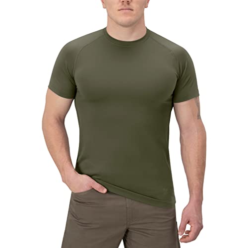 Vertx Mens Short Sleeve Tactical T Shirt for Athletic, Workout, Police, Pull On Longline Style, Semi Compression Fit