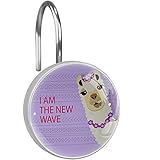 Photo Gallery ganci decorativi per tenda da doccia in vetro cristallo con scritta "i am the new wave", con scritta in lingua inglese "llama alpaca i am the new wave", set da 12 Photo Gallery ganci decorativi per tenda da doccia in vetro cristallo con scritta "i am the new wave", con scritta in lingua inglese "llama alpaca i am the new wave", set da 12