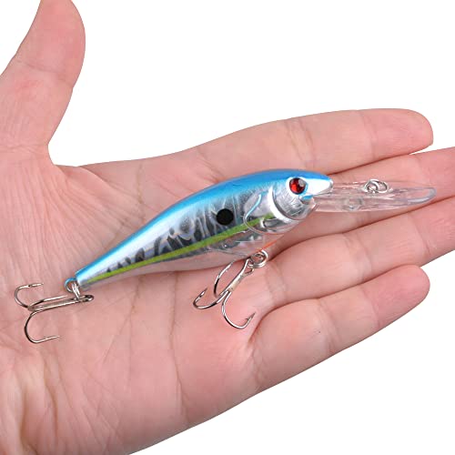 Topwater Fishing Lure With Strong Treble Hooks,10Pcs Hard Baits Swimbaits 3D Fishing Eyes Life-Like Bass Crankbait For Trout Bass Perch Fishing (3.94Inch - 10Pcs) #TOP4