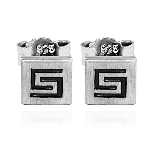 Pendientes celtas de plata 925 mate auténtica texturizada fina para hombre