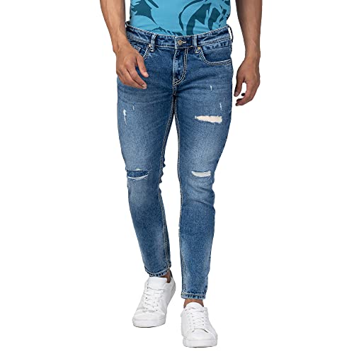 Image of Spykar Men's Kano Slim Fit Mid-Rise Jeans (Ankle Length)