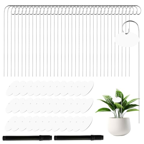 QINGYIWL 36er Set Pflanzenschilder zum Beschriften, Wetterfest Pflanzenstecker, Pflanzschilder mit 20cm Metallstab für Garten, Topfpflanzen