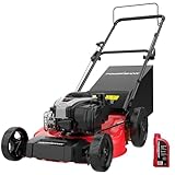 PowerSmart Gas Lawn Mower 21-Inch with 140cc B&S E550 Engine, 3-in-1 with Bagging, High Wheels, Lightweight, Easy Assembly, Cordless Push Lawn Mowers for Garden Yard