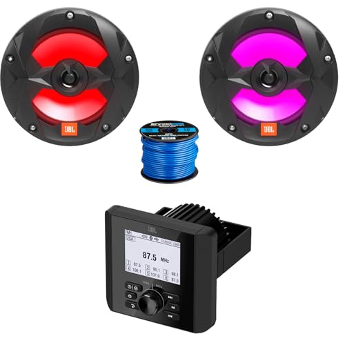Bluetooth AM/FM Radio IP66 Multi-Element Digital Media Marine Audio Receiver Bundle Combo with 1 Pair (Qty 2) of 6.5