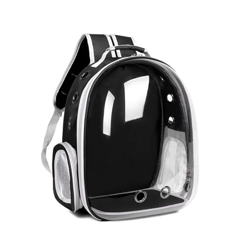 LIINC 猫 犬 キャリー リュック ペットキャリー リュック バッグ 猫用 小型犬・小動物用 きゃりーバッグ リュック 大容量 通風性があり透明なスペースポッド型のバックパック 旅行 通院 防災 避難用最適 (35×23×45cm,ブラック)