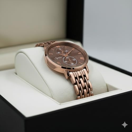 Image of STYLEDOSE Women's Luxury Black Analog Watch - Rose Gold Roman Numerals with Stylish Metal Chain Strap Wrist Watches for Women's & Girls&Miss&Ladies