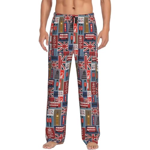 Pantalon de pyjama long homme en polyester avec poches et motifs England Symbols