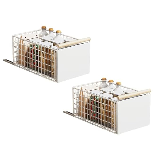 Pull-Out Kitchen Cabinet Organizer, Tool-Free Mounting Adjustable Shelf Rack, Carbon Steel Under Sink Storage For Supplies