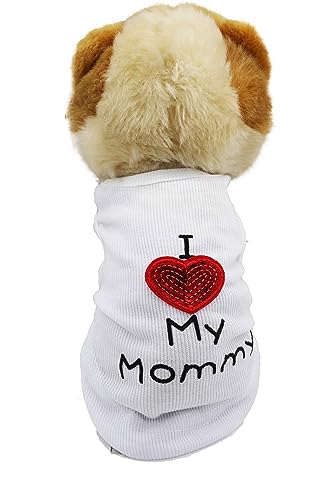 Small Dog Clothes XXS Puppy Dogs Shirt I Love My Mom Mommy Dad Daddy Dog T Shirts for Small Dogs