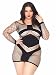 Leg Avenue Women's Plus Size Diamond Net Long Sleeved Mini Dress, Black, One Size