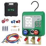 【92 Refrigerant Database&32-Bit Digital Processing Unit】Our manifold gauge set is equipped with a 92-refrigerant database, which can match the use of multiple refrigerants according to your daily choices, enough to meet most of your needs. Built-in 3...