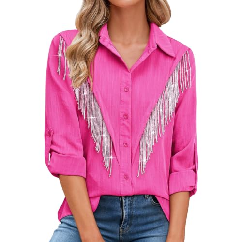 Western Tops for Women Cowgirl Sparkly Fringe Shirts Country Concert Outfit - image 2