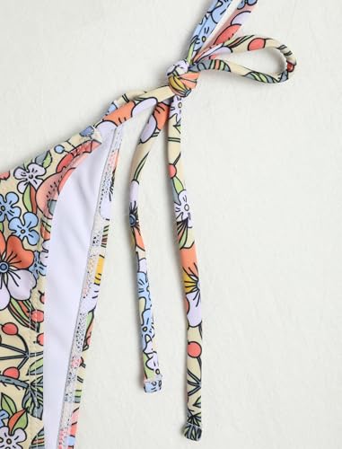 Image of ZAFUL Womens Printed Triangle Bikinis 2 Piece Halter Bikini Sets High Cut Bathing Suit Side Tie Swimsuits