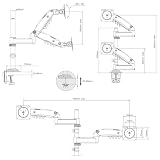 Ergosolid H180 Supporto Doppio Monitor per Carichi Pesanti 17-35 pollici, Braccio 2 Schermi Molla Gas Rinforzato, VESA 75x75 100x100, 9kg per Braccio, Girevole Inclinabile, Grafite - 6
