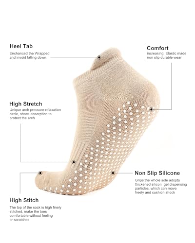 Image of Pilates Grip Socks, Yoga Socks with Grip for Women Men, Non slip skid Socks for Barre Workout Hospital