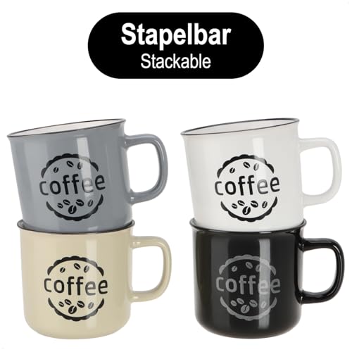 Miniatura 7 de Com-Four Taza De Café 4x - Taza De Café De Cerámica - Taza Con Asa En Aspecto Esmaltado Para El Hogar, La Oficina, El Jardín, El Campamento La Selección Varía 04 Piezas - Beige Gris Negro Blanco