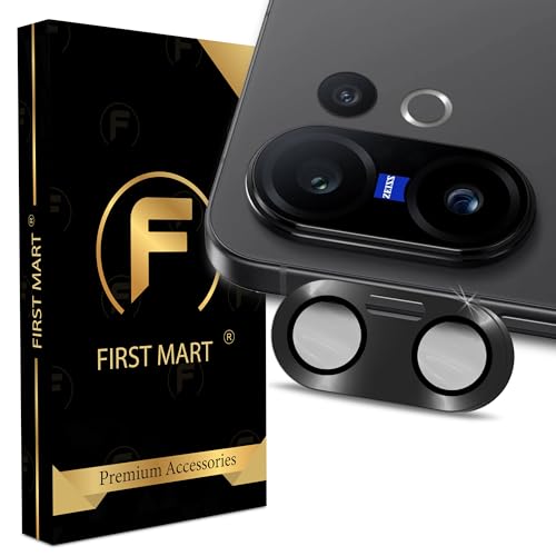 Image of FIRST MART Black Camera Ring Guard Protector for Vivo X200 FE | Tempered Glass with Metal Alloy Rings, HD Clear, Scratch Resistant, Case-Friendly | Pack of 1