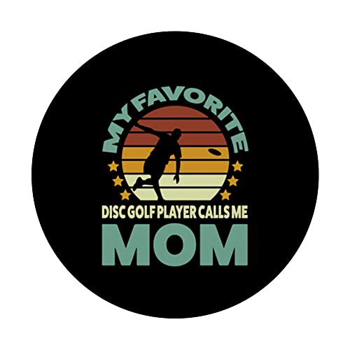 my favorite disc golf player calls me mom disc golf player PopSockets Swappable PopGrip, Black - Image 3
