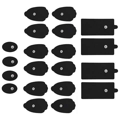Belifu TENS Unit Electrode Pads Reusable Self-Adhesive Replacement Massage Pads Latex Free, Standard Connection Snap on 3.5mm Cable for Tens EMS Massager Cover