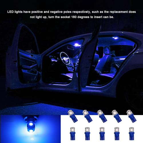 10 Bombillas LED T10 para auto, kit 5050 5SMD color azul miniatura 6