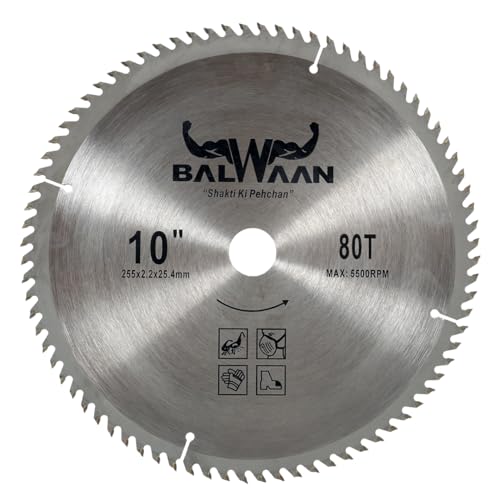 Image of Balwaan Krishi 80 Teeth TCT Blade for Brush Cutter /Crop Cutter Attachment (80Tx10'') /Heavy Duty Blade /Suitable for All Types of Brush Cutter