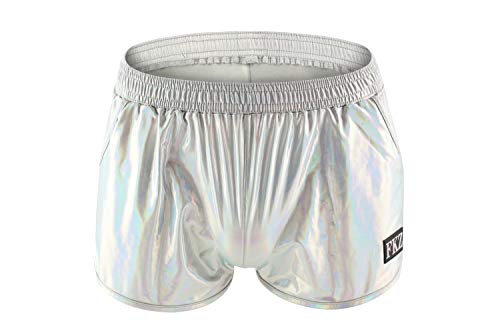 Swbreety Men's Shiny Metallic Boxer Shorts Sport Loose Swim Trunks Swimwear