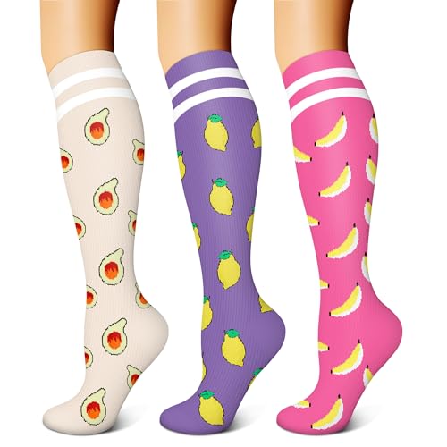 Image of FEYHAY Copper Compression Socks (3 Pairs) 15-20 mmHg Circulation is Best Athletic & Daily for Men & Women, Running, Climbing