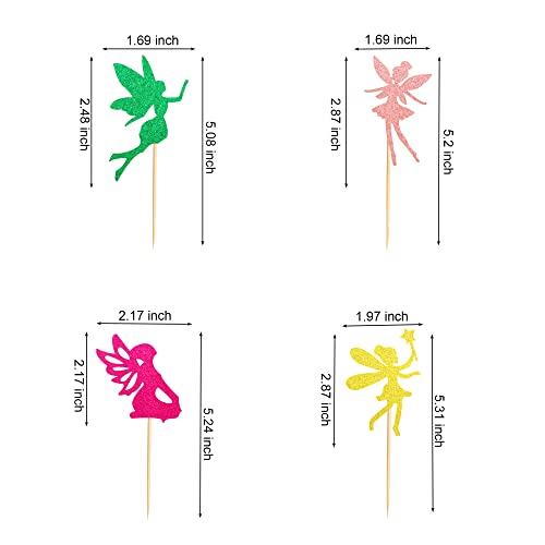 Arthsdite Pack Of 48 Flower Fairy Cupcake Toppers Angel Fairy Pixie Cupcake Picks Glitter Ballet Dancer Toppers For Birthday Bridal Shower Baby Shower Wedding Decoration - Multicolor Glitter #TOP1