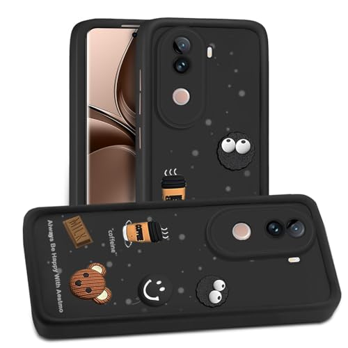 Image of AESTMO Back Case Cover for Vivo V40E 5G / iQOO Z9S 5G | Cute Fun Cartoon 3D Ball | Coffee Silicone Case | Full Body Protection | Camera Protection Back Cover for Vivo V40E 5G / iQOO Z9S 5G (Black)