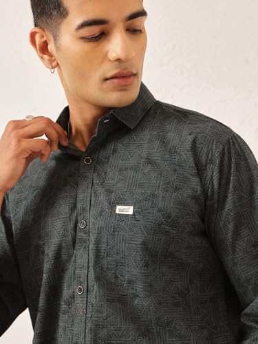Image of Majestic Man Stylish Geomatric Print Casual Shirt - Pure Cotton| Full Sleeve | Trendy & Comfortable