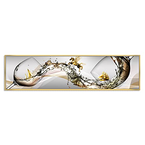 Image of PAINTINGMANTRA Running Horse on Water Large Canvas Painting Framed Panel Wall Painting, Framed Luxury Paintings for Home Decoration,Living room, Bedroom and Office Decor (White, 13x47 Inch)