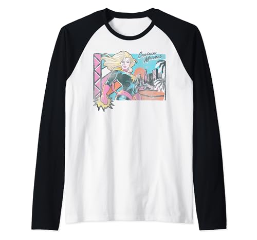 T-shirt Captain Marvel finition premium imprimé rétro portrait style baseball