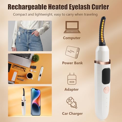 Acavado Curvadores de Cílios Aquecidos com Indicador de Bateria, Modelador de Cílios Elétrico 3 Modo