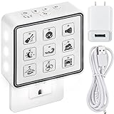 Plug in White Noise Sound Machine with Adjustable Kids Night Light for Sleeping, 9 Non-Looping Sounds, Timer, Volume Control & Headphone Jack | Portable Noise Maker for Adults & Baby, Home, Office