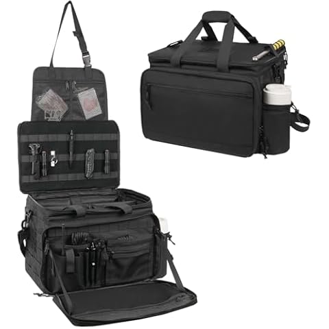 SCAVATA Patrol Bag Law Enforcement, Police Gear Car Front Seat Vehicle Organizer Bags with MOLLE System, Police Officer Duty Backpack, Multiple Storage Pockets Space, Black Cover
