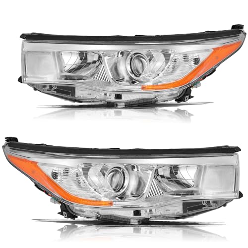 Aosky Headlight Assembly Fits for 2014-2016 Toyota Highlander Driver and Passenger Side Pair Set