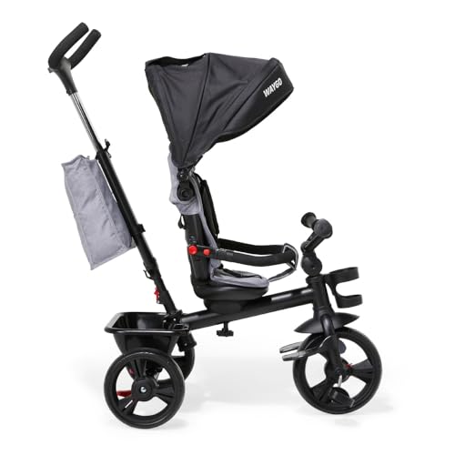 Replay Kids Triciclo Infantil Bebê Waygo, com Pedal, Puxador 2 em 1 Frente ou Costas, Cinto 3 pontos