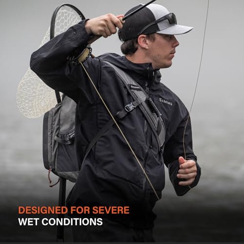 Product Image 2: Simms Men's Freestone Wading Jacket - Breathable Waterproof Fishing Jacket, Pockets & Adjustable Hood, Severe Wet Condition Rain Coat, Hunting Boating Jacket, Foul Weather Gear, Black, XX-Large