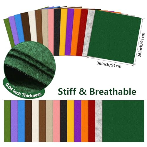 Image of Felt Fabric 36'' X 36'' Large Felt Sheets Stiff Craft Felt by The Yard for DIY Crafts Letter Coaster Flower Ornament Sewing Party Decoration Christmas Supplies Nonwoven (Pure Green)