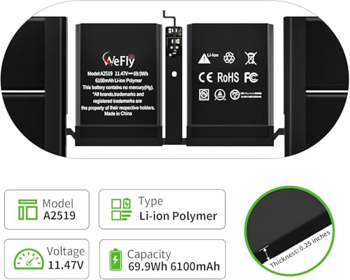 Image of A2442 A2519 Laptop Battery for Ma /Book Pro 14-inch A2442 (Late 2021) EMC 3650 MKGP3LL /A MKGQ3LL /A MKGR3LL /A MKGT3LL /A Series 11.47V 69.6Wh (A2442)