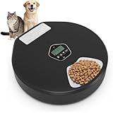 Automatic Pet Feeder for Wet & Dry Food, 5-Meal Timer Dispenser with 2 Ice Packs, Programmable Smart Feeder for Cats/Dogs – Keep Food Fresh Longer (Pet Feeder with 2 Ice Cube Tray)