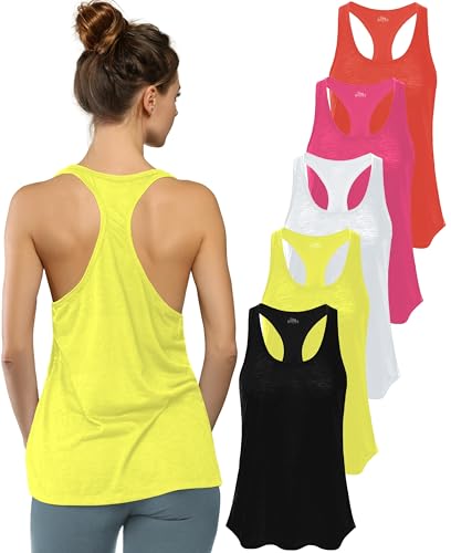 Image of Sexy Basics Women's Everyday Flowy Burnout Slub Racer Back Tanks | Active Workout Tops | Multi Packs & Colors