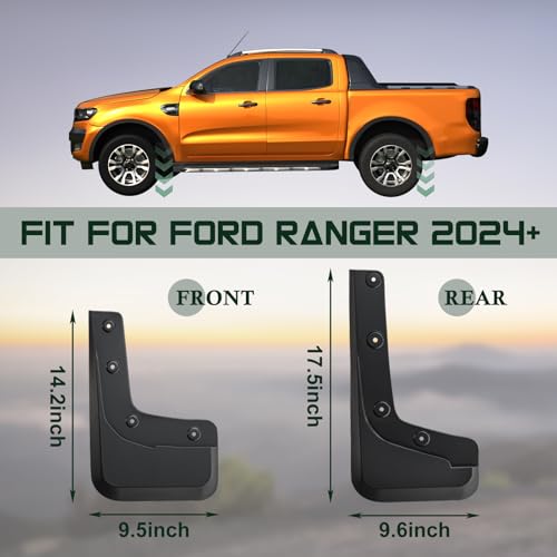 Image of 2024-2025 Ford Ranger Mud Flaps - 4PCS Front & Rear Splash Guards for XL /XLT /Lariat, No Drill Required, All Weather Protector Splash Guard Fenders, Not for Raptor (with Wheel Flare)