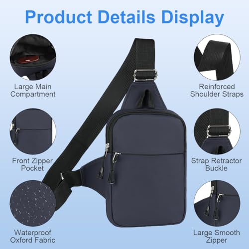 HOTUT Sling Chest Crossbody Bag,Wasserdicht Schultertasche für Herren und Damen,Klein Umhängetasche Leichte Sling Bag für Radfahren, Wandern und Kurztrips (Blau)