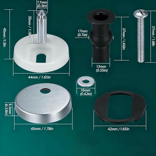 2Pcs Quick Release Toilet Seat Fixings, Universal Soft Close Hinge Replacement Kit with 2Pcs Rubber Expansion Bolts for Blind Hole WC Toilets, Stainless Steel Hardware - Image 6