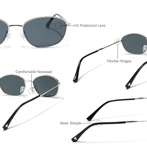 Image of Voyage Oval Polarized Sunglasses for Men & Women (Black Lens | Grey Frame - MG7625)