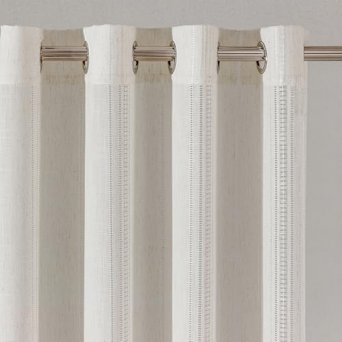 Lin Rideau Beige Voliage Salon Boheme-Rideaux 140x240cm Tissé Ajouré Tamisant Chambre Dressing...
