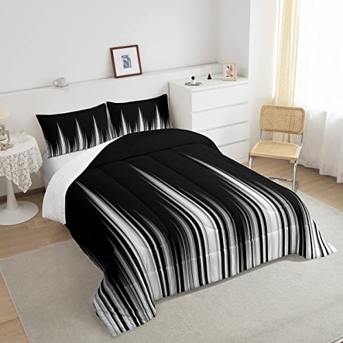 Image of Feelyou Gradient Dark Comforter Set Abstract Stripe Comforter Simple Style Modern Design Art Bedding Set Breathable Modern Luxury Duvet Set Room Decor Quilt Set Queen Size