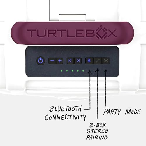 Image of Turtlebox Original Gen 3: Portable Outdoor Bluetooth Speaker - Ultra-Loud (120dB), Waterproof (IP67), Rugged, Impact-Resistant, 3-Day Battery | Party Mode: Unlimited Pairing Stereo, White /Maroon